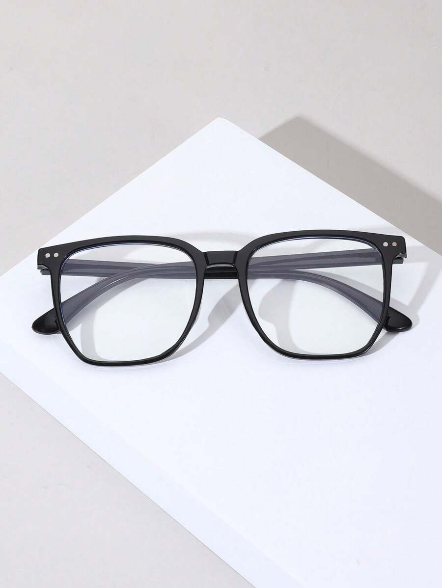 1 件男女通用时尚平光镜片眼镜，塑料渐变方形镜框，简约设计，适合男士和女士