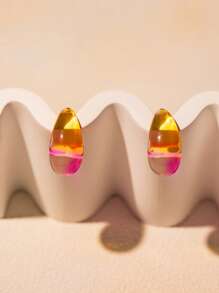 1 Pair Acrylic Gradient Candy Color Jelly Earrings, Resin Aurora Dopamine Drop Earrings For Women, Suitable For Party And Vacation, Exaggerated Jewelry, Great Gift For Mother