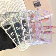 INS Style Full-Screen Bowknot Creative Light Luxury Full-Coverage Shockproof Phone Case - Purple Bowknot, Blue Bowknot, Pink Bowknot, Green Bowknot, Yellow Bowknot - Multiple Colors Available - Best Gift For New Year, Valentine's Day, And Other Holidays - Suitable Silicone Phone Case For Stylish Girls - Compatible With IPhone 16/15/15 Pro/15 Pro Max/14/13/12/11/Xs Max Series Phone Covers Waterproof Anti-Fall Scratch Resistant - Transparent Purple Edge Bow - View 5