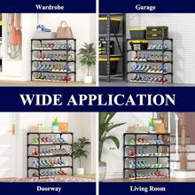 Kitsure Shoe Rack - Premium Non-Woven Shoe Rack Shelf, Shoe Organizer For Closet, Entryway, Garage & Corridor, Sturdy & Durable Long Stackable Shoe Shelves, Medium, Black - 黑色 - 查看 6