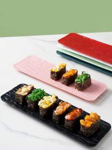 2 件创意石纹盘子，11.4 英寸（约 29 厘米）PP 托盘寿司盘，矩形盘子，适用于寿司、甜点、开胃菜、肉类、礼品，适用于微波炉和洗碗机 - 彩色 - 查看 3