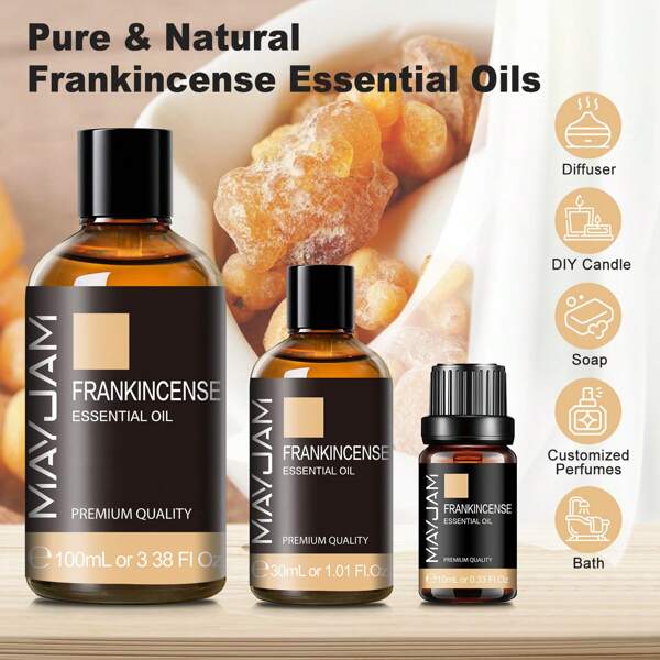 Frankincense Essential Oil 10/30/100ml,MAYJAM 1pc Premium Frankincense Oils For Aromatherapy Diffusers Humidifier Candle And Soap Making,Pure Essential Oils For Diffusers For Home DIY Perfume,Long Lasting Scents