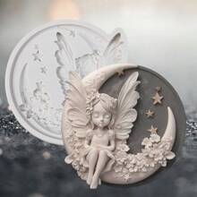 1PC Moon Angel Mold, Fondant Mold, DIY Craft Mold do tworzenia biżuterii, DIY Silikonowa Forma Do Półksiężyca, Moon Angel Shaped Żywica Mold