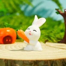 Słodki Królik z Marchewką Miniaturowe Akcesoria Dekoracyjne, Ozdoba Roczna Królika