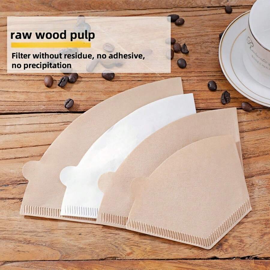 100 Pcs Coffee Filter Papers Fan-Shaped Coffee Powder Filter Paper Hand Pour Coffee Machine Filter Cup Drip American Cone Filter Screen Back To School