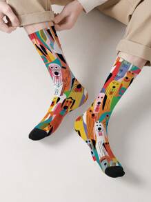 1 Pasang Kaos Kaki Unisex Motif Bendera Warna-warni Cetak 360 Derajat Digital 3D dengan Transfer Panas, Nyaman, Modis, Kartun Jalanan yang Dipersonalisasi, Cocok Sebagai Hadiah Liburan dan Liburan - MultiWarna - View 4