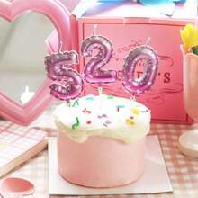 10 Pink Digital Birthday Candles, Cake Digital Balloon Candles With Numbers 0-9 Shining On The Top Of The Cake Decoration, Used For Birthdays, Wedding Anniversaries, Party Celebrations - Pink - View 4