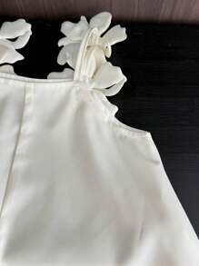 Summer Cute Woven Fabric Solid Color Camisole Dress For Girls - Apricot - View 5