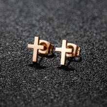 1 Pair Of Stylish Cross Studs, Stainless Steel Earrings, Women Jewelry Earrings Elegant Punk Style, The Best Gift For Party Friends - D-gED021 - View 4