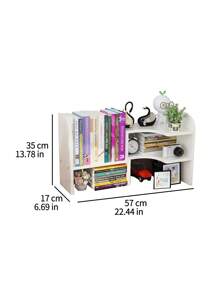 Unidad de estantería ajustable de escritorio en esquina - Organizador de almacenamiento expandible para oficina, dormitorio y estudio con múltiples niveles, de vuelta al colegio - Blanco - Ver 2