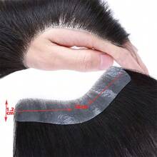 Peruka męska PU na czoło z 100% ludzkich włosów, 1,2*16 cm, 1B czarny - idealna do cofającej się linii włosów