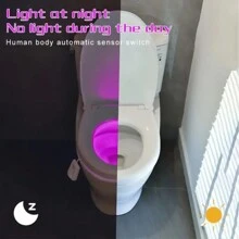 1 lampada da toilette a induzione multicolore, adatta per la decorazione del bagno, aggiunge colore al bagno, alimentata a batteria (batteria non inclusa)