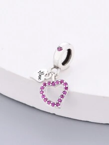 HuooNew 1 pieza Colgante de perla con corazón hueco de piedra de circonita en plata de ley 925, apto para manualidades de joyería, unisex para fiestas