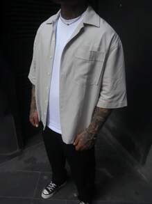 Men's Summer Short Sleeve Letter Print Polo Shirt, Fashion