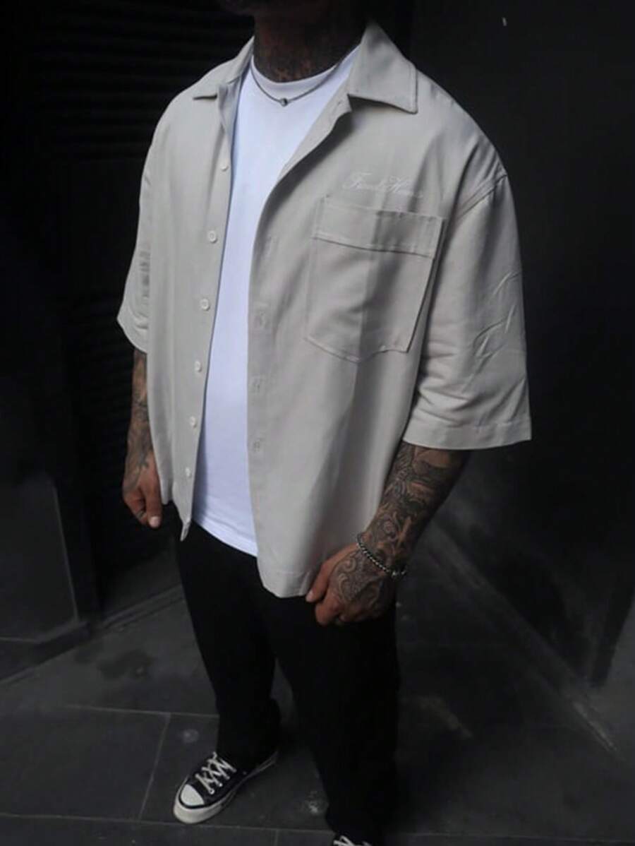 Men's Summer Short Sleeve Letter Print Polo Shirt, Fashion