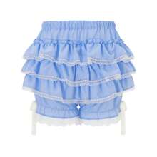 Women Lolita Bloomers Cute Ruffle Shorts Lace Pumpkin Pants Sexy Boyshorts Layered Bottoms Y2k Fairy Lace Layered Sweet Pettipants - Màu xanh lam - Xem 5