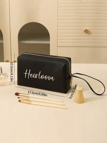 1pc Women Personalized PU Leather Cosmetic Bag Inner Lining, Portable Travel Toiletry Pouch, Fashion Large Capacity Grooming Bag, Embroidered Letter Beauty Organizer, Suitable As Gift For Family, Friends, Mother, Girlfriend, Valentine's Day, Christmas, Nurse's Day, Teacher's Day, Birthday - Multicolor - View 6