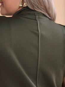 Max Women's Plus Size Vest Laser Cut Neoprene Fabric - 軍綠色 - 查看 5