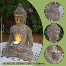 1pc Solar Powered Buddha Statue With LED Light, IP65 Waterproof, Meditation Pose Buddha Statue, Suitable For Garden, Lawn, Home Or Outdoor Decor - Multicolor - View 2