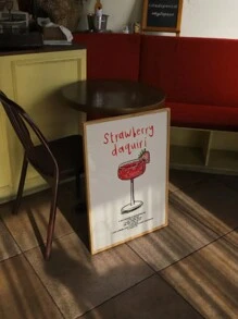 1 PC Strawberry Daiquiri Prints, Cocktail Recipes, Kitchen Wall Canvas Poster Prints, Beautiful Room Decorations, Kitchen Decorative Wall Art Illustrations, Unframed - Multicolor - View 5