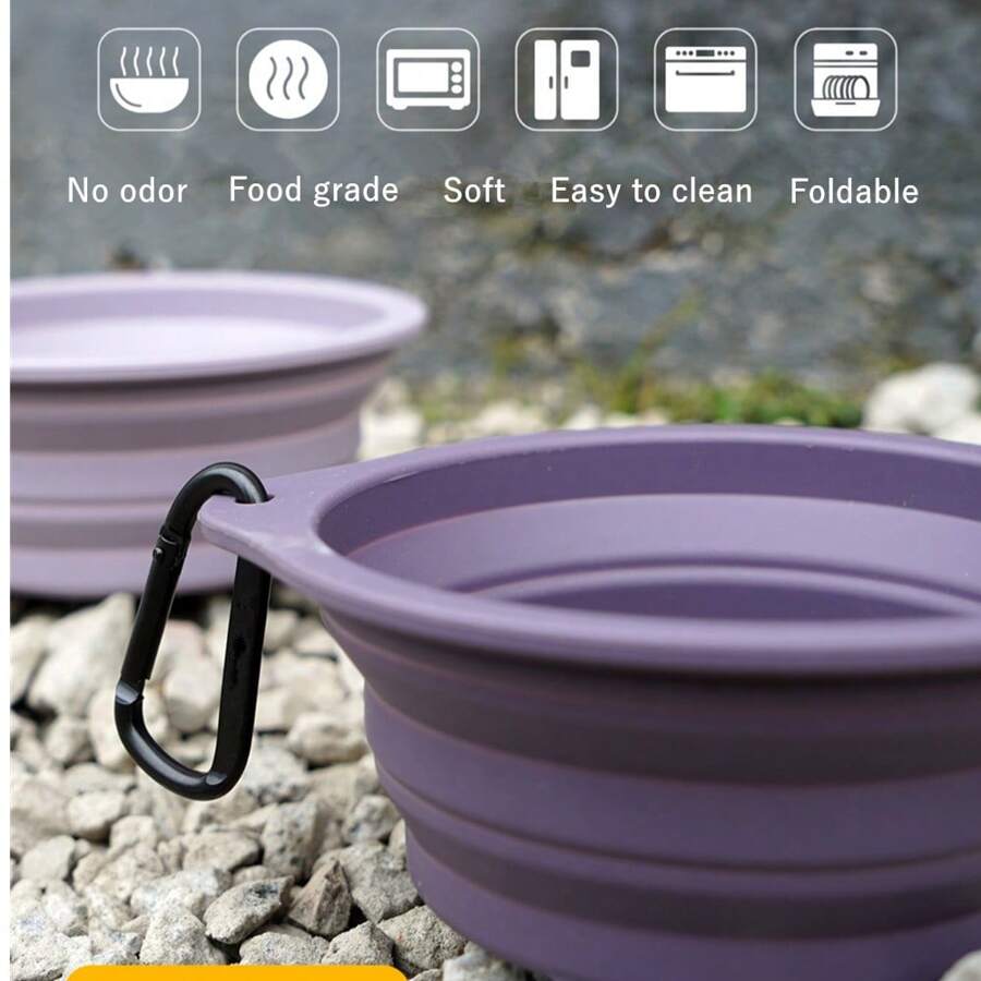 Bols pliables en silicone pour chien et chat, bol double pour animaux de compagnie pliable, gamelle d'eau et de nourriture pour chat adaptée pour la marche, la randonnée et le camping