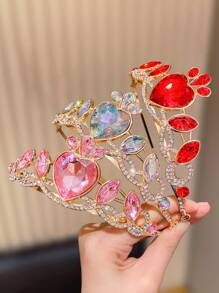 1/2/3 Pieces Of Multi-Color Heart-Shaped High-End Party Crown Headbands, The Best Gift For Oneself And Others, Suitable For Birthday Parties And Daily Travel
