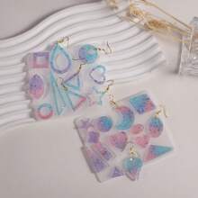 2 Khuôn nhựa silicon hình ngôi sao mặt trăng trái tim có lỗ để làm vòng cổ, khuyên tai, mặt dây chuyền trang sức bằng nhựa Epoxy DIY - trắng - Xem 9