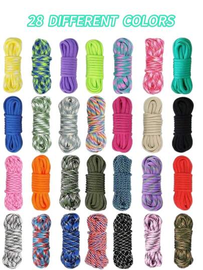 28pcs Multifunction Colorful DIY Paracord, Handmade Woven Rope, Bracelet Weaving, Craft Weaving