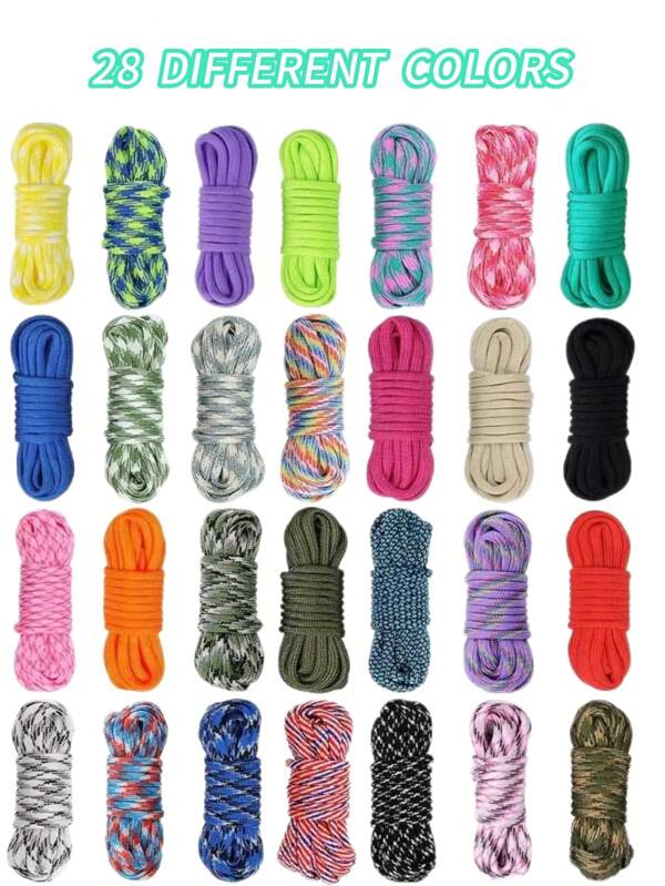 28pcs Multifunction Colorful DIY Paracord, Handmade Woven Rope, Bracelet Weaving, Craft Weaving