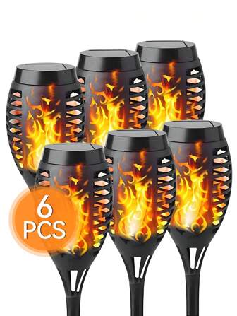 1/2/4/6 件，太阳能灯，户外装饰灯，太阳能供电，适用于节日、派对、花园、公园、装饰灯、草坪灯，用闪烁的火焰太阳能照亮您的花园