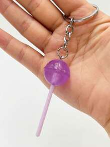 1pc/4pcs Transparent Resin Candy Keychains, Glow-In-The-Dark Lollipop Design, Cute Girl Style, Fashionable Creative Small Gift - Multicolor - View 8