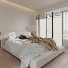 4-Panel Room Divider Folding Privacy Screen With Polyester Cloth 182CM Privacy Divider For Bedroom Living Room Study - White - View 6