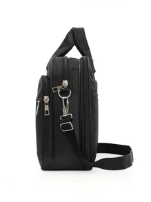 1pc Fashion Multi-Layer Men's Large Capacity Handbag Briefcase Shoulder Bag Messenger Bag Black Classic Laptop Bag Business Work Commute Office Supplies Dad's Gift Father's Day Back To School College Dorm Multipurpose Laptop Bags - Black - View 6