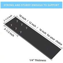 16 Inch Countertop Support Bracket, 3 Pack Solid Iron Heavy Duty Hidden Flat Floating Shelf Brackets, Top Mount Knee Wall Support Mantel Bracket Hardware For Wood Granite Quartz Countertop