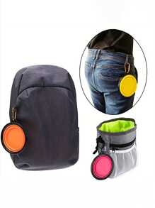 Tazón portátil para mascotas al aire libre, tazón expandible para perros, recipiente de alimentación lenta de silicona, plato de agua colgante para mascota, bol plegable premium para viajes de perros y gatos, para beber, diseño duradero, portátil y plegable rápido con clip Crr expansible