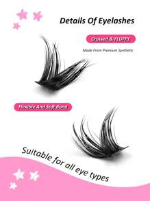 Rikuaild Rikuaild 10 Row 100PCS Individual Eyelash D Curl 10-16mm DIY Clusters Extra Thick & Fluffy & Natural Look Reusable Individual Eyelash Kit For Self Use At Home Or On-The-Go For Daily Life & Wedding & Dating & Party & Music Festival