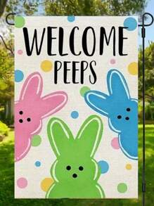 1pc Easter Bunny Welcome Garden Banner - Double Sided, Multifunctional Outdoor/Interior Decoration, Spring & Summer Holiday Decoration, Suitable For Outdoor Yard Garden & Patio Use, With Hunting Dog, Rabbit, Easter Egg Design, House Flag, Home Decoration, Outdoor Decoration, Patio Decoration, Garden Decoration. 14.17*18.50 Inches - Linen Material - No Electricity Required.