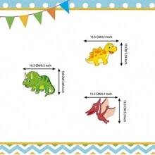 1 套恐龙主题生日派对装饰品，包括横幅、悬挂螺旋装饰品，适合室内和室外派对背景 - 風格 - 查看 3