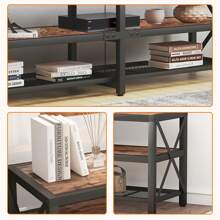 TV Stand For 75 Inches TV - Entertainment Center And Industrial TV Console Table With Open Storage Shelves For Living Room, Bedroom -  63" Rustic Brown