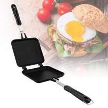 Dual Sided Non Stick Frying Pan Waffle Maker For Cake Toast Sandwich - Black - View 6