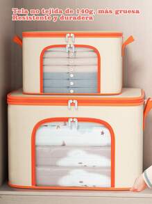 Caja de Almacenaje de Gran Capacidad con Ventana Transparente y Cremallera, Bolsa Resistente al Agua para Edredones, Ropa de Invierno y Organización de Mudanza - Naranja - Ver 1