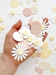100pcs/200pcs/Pack Baby Baptism Party Decorations Daisy Flower Round Confetti Table Scatter Supplies
