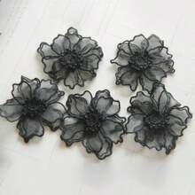 5pcs Organza Flower Patch, 3D Double Layer Flower Applique For Wedding Dress Decoration - Multicolor - View 7