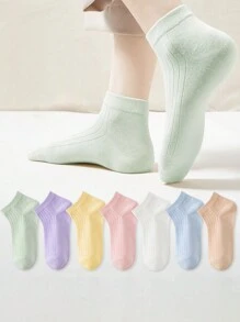 Random 7 Pairs Of Women's Spring And Summer Colorful Dopamine Daily Commuting Casual Versatile Socks