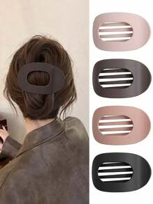 1 件优雅大理石纹椭圆形鸭夹发夹，扎染扁平圆形发夹（适合浓密头发），发爪多功能发饰，爪夹，发夹，发夹，发夹，发夹，鳄鱼发夹 - 彩色 - 查看 2