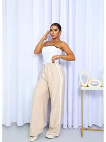 Striped Palazzo Pants - 米色 - 查看 4