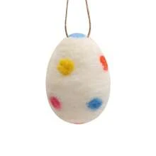 1pc Handcrafted Wool Felt Easter Eggs Colorful Textured With Floral And Bunny Designs Ideal For Tabletop Room Decor, Craft & Party Embellishments