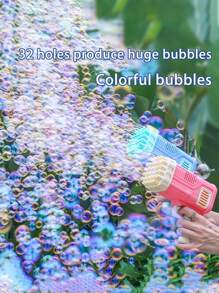 32個孔手持泡泡玩具電動泡泡槍機器 兒童泡泡製造機玩具 - 彩色 - 查看 2