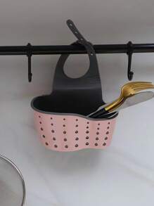 2pcs Rubber Material Kitchen Sink Rack, Adjustable Dish Drying Rack With Hanging Bag, Sponge & Brush Holder, Ginger & Garlic Basket, Double Layer Drainer Basket, Storage Basket, Bathroom & Kitchen Organizer