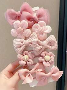 10 件/套发夹蝴蝶结小花发饰女士发夹侧刘海夹，无卡包装